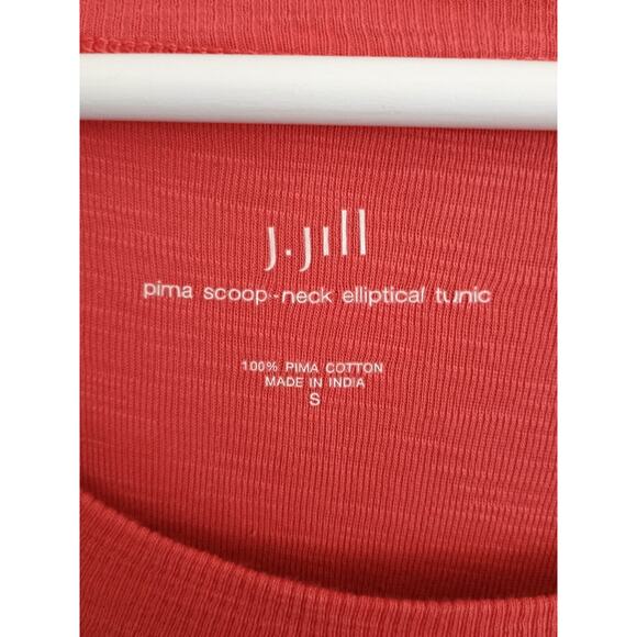 J Jill Shirt Womens Small Coral Pima Scoop-Neck Elliptical Tunic Casual Pullover - Picture 3 of 5